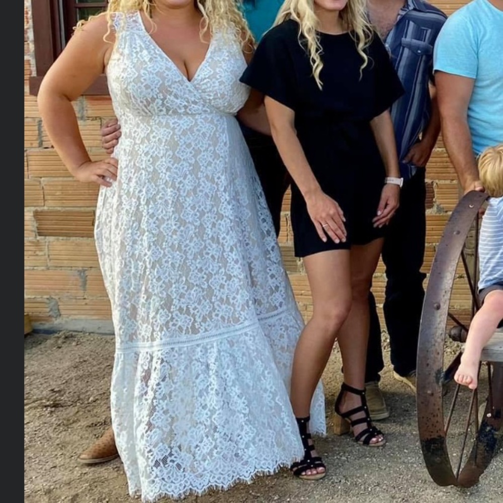 Lulu’s Lace wrap dress. Wedding